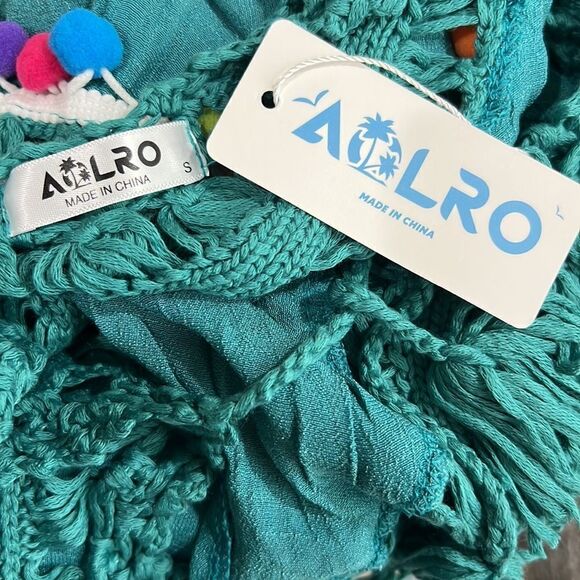 Aolro Ladies Green Hollow out coverup sleeveless NWT size small - Picture 7 of 9